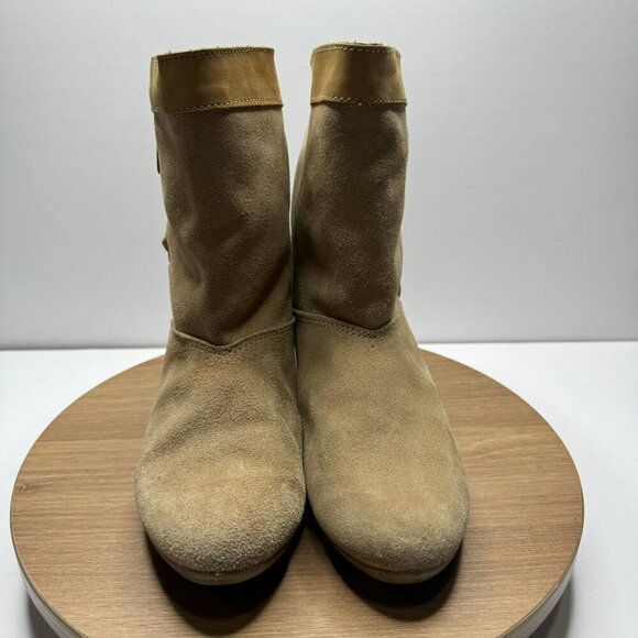Collectif Womens Size 7 Tan Suede‎ Boots With Leather Upper & Rubber Sole - Picture 1 of 11